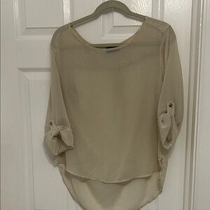Women's Cream Blouse ( sheer w black mini dots)